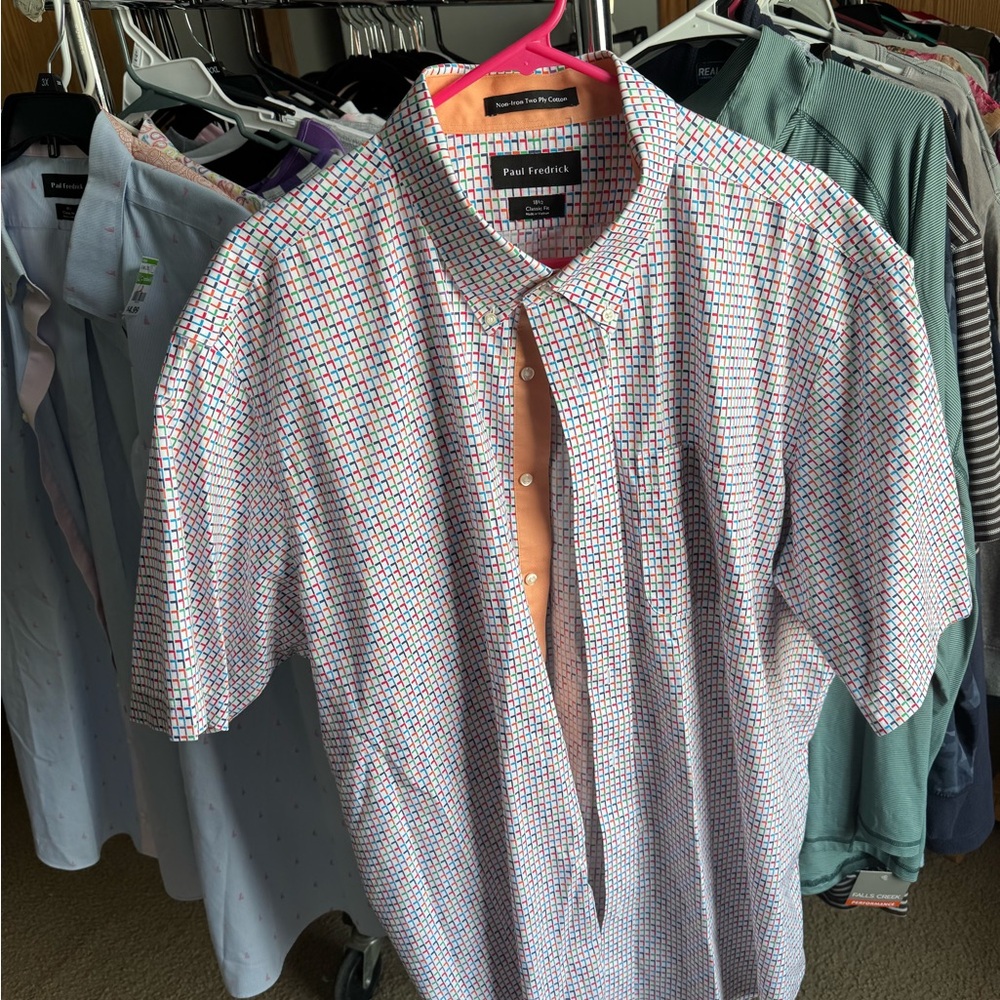 Paul Fredrick Red and Blue Checkered Men's Shirt